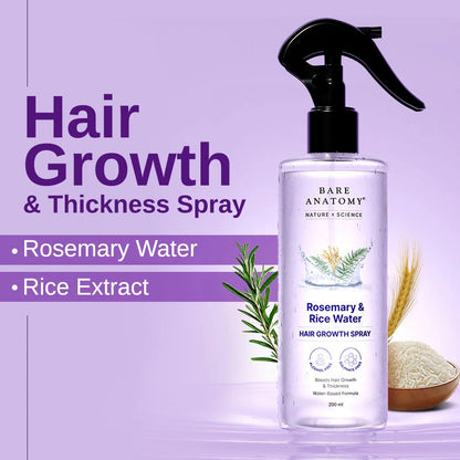 Rosemary Water Spray for Hair Growth & Hair Fall Control - With Rice Water & 100% Natural Extracts - 200ml